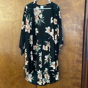 Long, Black and Floral cardigan